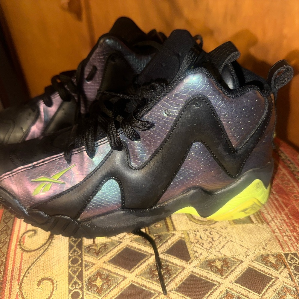 Reebok Black and Green Sneakers with High-Top Design and Chunky Midsole